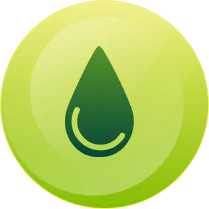 A Green Droplet Icon On A Lime Green Circular Background.