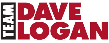 Logo With The Words &Quot;Team&Quot; In White On A Black Vertical Block And &Quot;Dave Logan&Quot; In Bold Red Letters On A White Background.